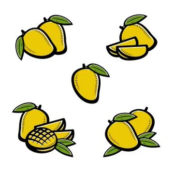 Mango set. Collection icon mango. Vector Stock Illustration