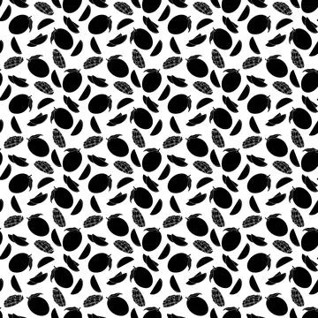 Mango simple seamless pattern on white background. Stock Illustration