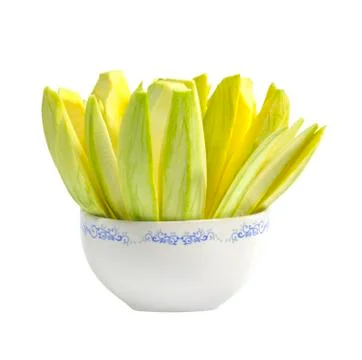 Mango slice in bowl Foto stock