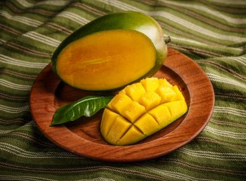 Mango slice cut to cubes Stock Photos