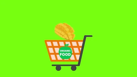 Mango slice organic, shopping cart animated motion graphics green screen Stock Footage 296470274