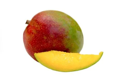 Mango with slice on a white background Stock Photos