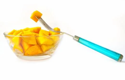 Mango Sliced on White Isolated Background Stock Photos
