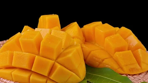 Mango with slices. Zoom in. Stock Footage 308920528