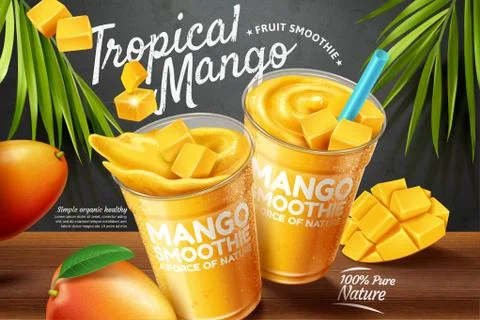 Mango smoothie ads 스톡 일러스트