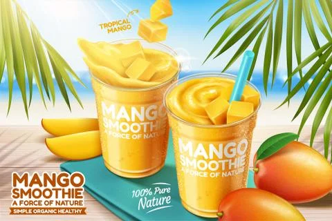 Mango smoothie ads Illustrazione stock