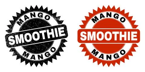 MANGO SMOOTHIE Black Rosette Seal with Scratched Style Stock Illustration