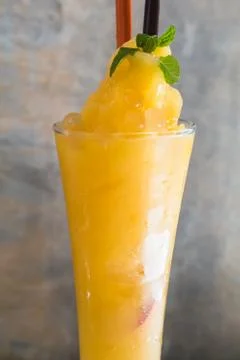 Mango smoothie with jelly Stock Photos