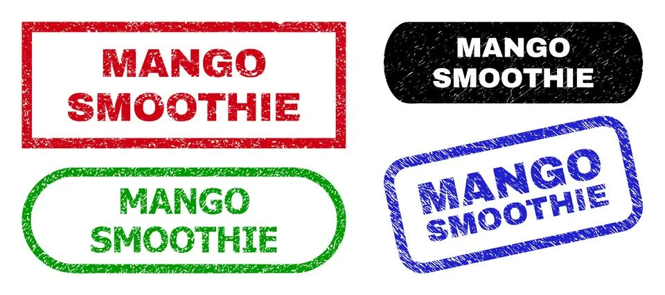 MANGO SMOOTHIE Rectangle Stamps Using Grunge Surface Stock Illustration
