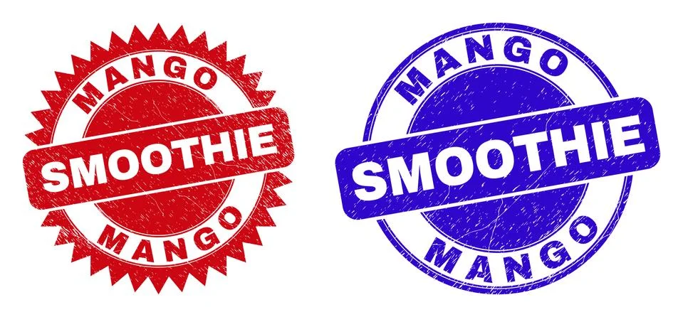 MANGO SMOOTHIE Round and Rosette Watermarks with Unclean Style Stock Illustration