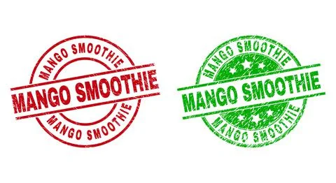 MANGO SMOOTHIE Round Badges with Corroded Style Stock Illustration