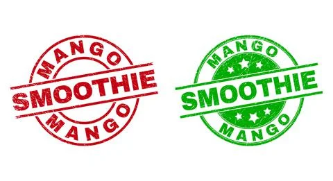 MANGO SMOOTHIE Round Seals with Rubber Texture Illustrazione stock