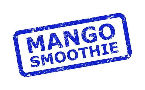 MANGO SMOOTHIE Stamp with Grunged Surface and Rounded Rectangle Frame Stock Illustration