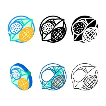 Mango sticky rice forms thai cuisine color icon vector Stock Illustration