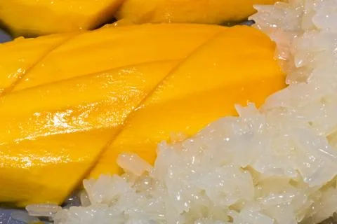 Mango with sticky rice Stock Photos
