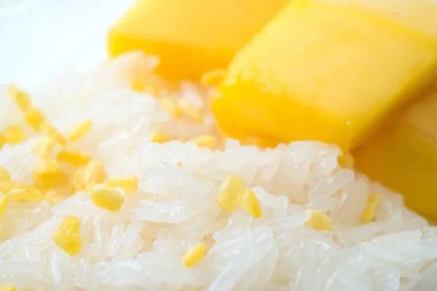 Mango with sticky rice Stock Photos