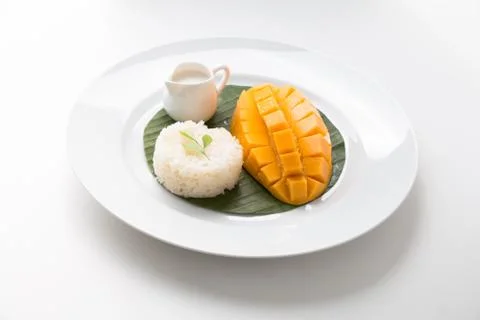 Mango with Sticky Rice Stock Photos
