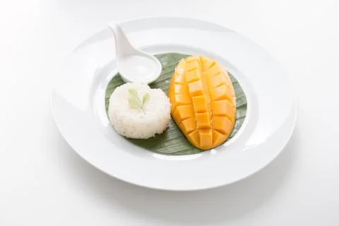 Mango with Sticky Rice Stock Photos