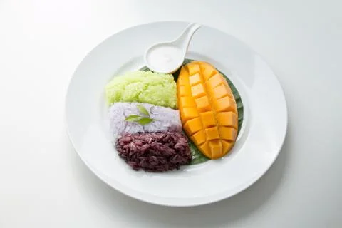 Mango with Sticky Rice Stock Photos