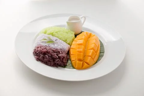 Mango with Sticky Rice Stock Photos