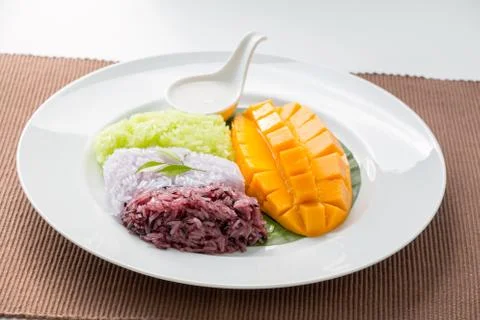Mango with Sticky Rice Stock Photos