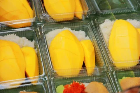 Mango with sticky rice Stock Photos