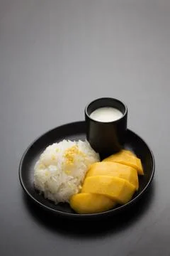 Mango sticky rice. Stock Photos