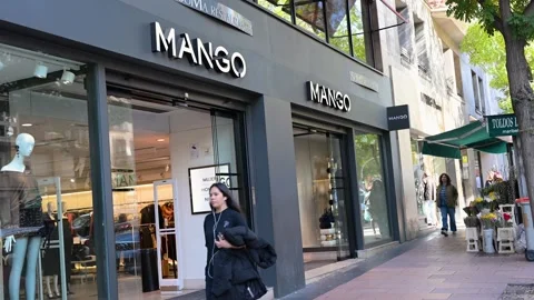 Mango Store Madrid Spain Exterior Pedestrian Walking Facade Fashion Retail Stock Footage 322744310