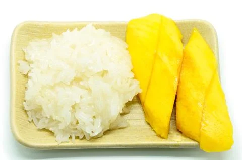 Mango with stricky rice Stock Photos