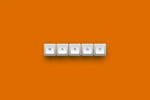 Mango text on a 3d keyboard button with shadow concept series Stock Illustration