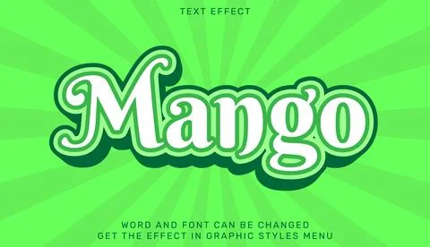 Mango text effect template in 3d design Stock Illustration