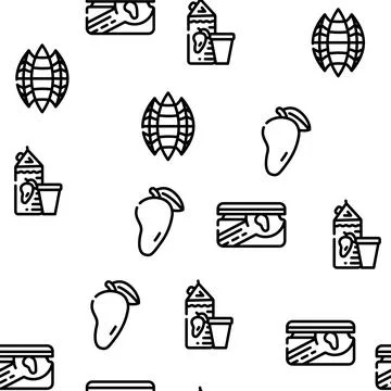 Mango Tropical Fruit Vector Seamless Pattern Stock Illustration