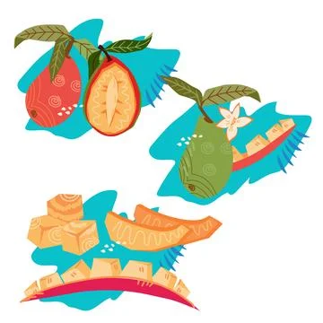 Mango vector design elements for food packs, summer design and prints, vector イラスト素材