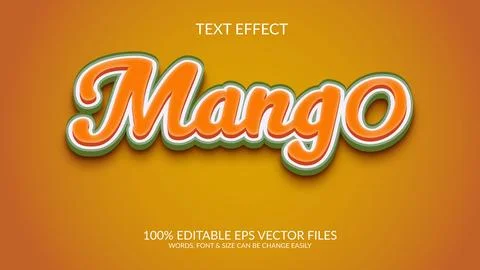 Mango vector eps 3d text effect illustration. Stock Illustration