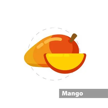 Mango vector flat illustration icon Stock Illustration