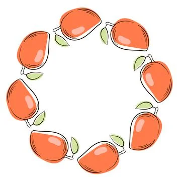 Mango wreath in flat style isolated on a white background. Stock Illustration