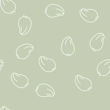 Mango yellow fruit line seamless pattern Stock Illustration