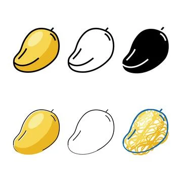 Mango yellow fruit simplified color icon vector Stock Illustration