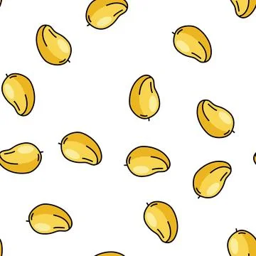 Mango yellow fruit vector seamless pattern Stock Illustration