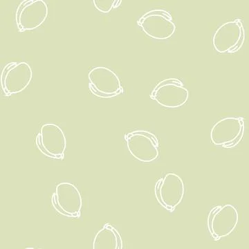 Mango yellow leaf fruit line seamless pattern Stock Illustration