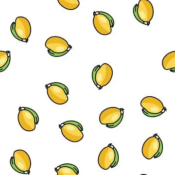 Mango yellow leaf fruit vector seamless pattern Illustrazione stock