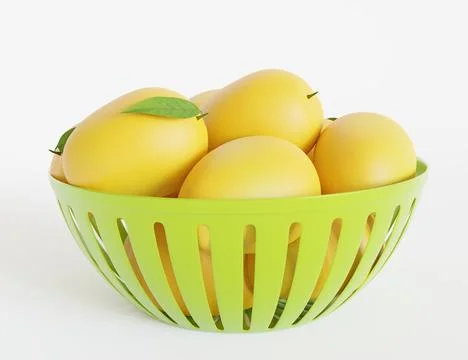 Mangoes in a bowel 3d rendered image Stock Illustration