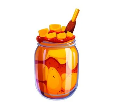Mangonada Mexican mango drink smoothie glass jar Stock Illustration