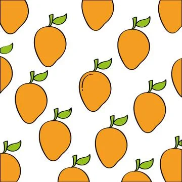 Mangos pattern fresh fruit drawing icon 스톡 일러스트