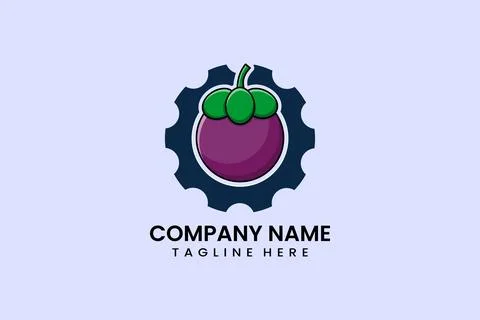 Mangosteen fruit gear mechanical engineering logo イラスト素材
