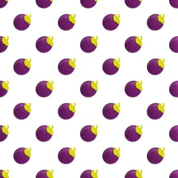 Mangosteen fruit pattern creating tropical food background Stock Illustration