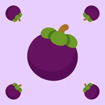 Mangosteen fruit seamless for pattern fabric, simple mangosteen fruit cute .. Stock Illustration