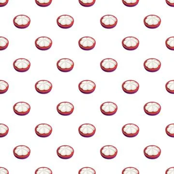 Mangosteen fruit seamless pattern repeating tropical food Stock Illustration
