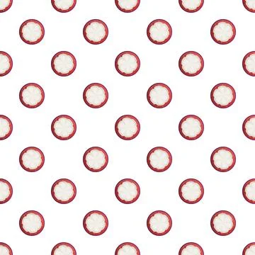 Mangosteen fruit tropical seamless repeatable pattern background Stock Illustration