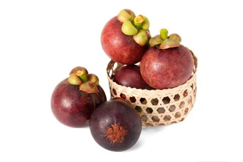Mangosteen isolate on white background Stock Photos